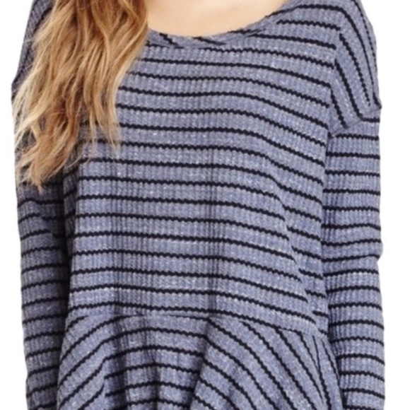 Free People Auntie Em Thermal Striped Peplum Tee - Picture 2 of 4